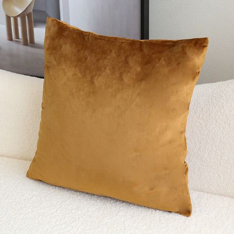 Coussin et housse de coussin Lot de 2 taies d'oreiller en velours de couleur unie coussin taie d'oreiller canapé coussin 45 × 45 cm (sans noyau d'oreiller) marron