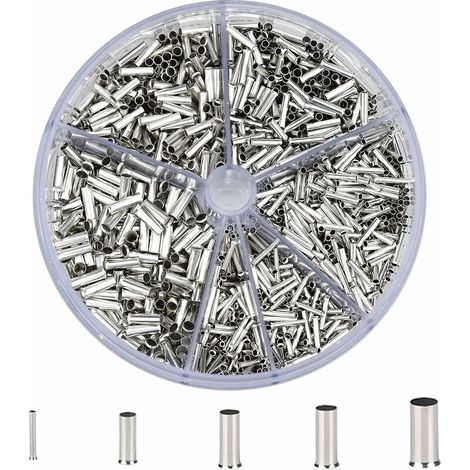 VURAHOME - Cosses Electriques,Gaine Cable,Borne de Tube de Cuivre,Embouts de Câble non Isolés 0,5-2,5 mm² (1900PPcs) (1/5)