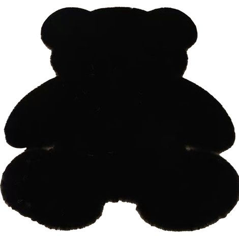 Tapis de chambre mignon et doux en forme d'ours, motif shaggy, pour chambre d'enfant ou d'adolescente, noir, 45 x 60 cm