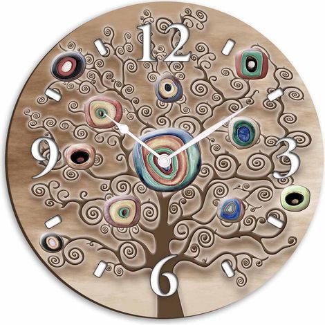 Lupia - Orologio da Parete in Legno ecologico, con stampa TREE Albero della Vita, 32x32 cm, Made in Italy, Movimento a Quarzo, Alimentato a Batteria non inclusa, Adatto a Tutti gli Stili di Casa (1/4)