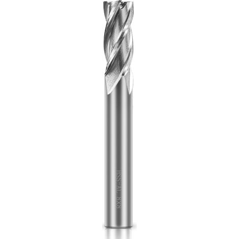 forets à 4 cannelures - 8 mm Fraise en Bout- Ensemble de forets à tige droite HSS CNC pour perceuse - Ensemble d'outils pour bois, aluminium, acier et titane (1/5)