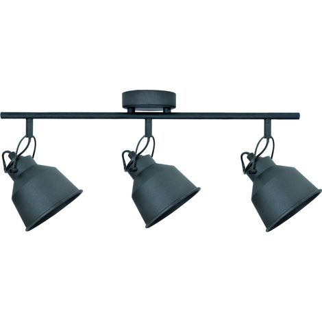 Lampada parete/soffitto orientabile 3 luci nera E14 Polux (1/3)