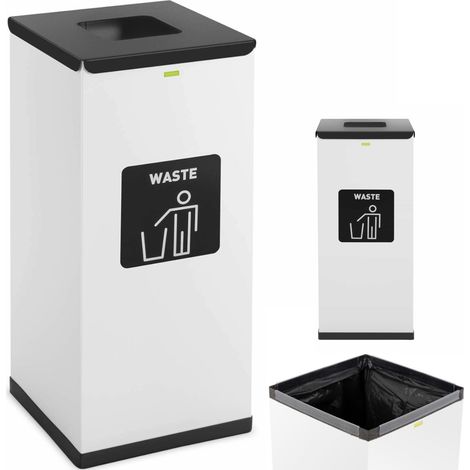 Poubelle en acier pour tri des déchets mixtes 30,5x30,5x70cm 60L (1/5)