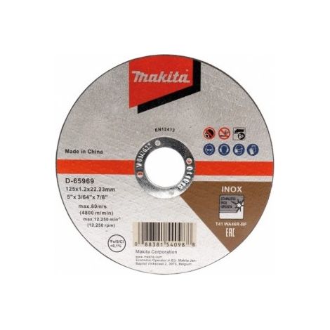 Disco de corte MAKITA acero inoxidable 125x1,2x22,23 mm B-64593