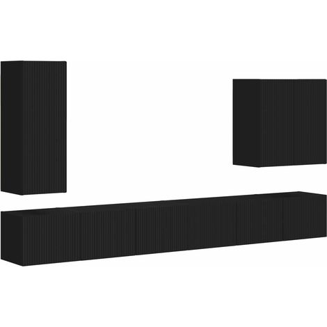 Maison Exclusive - TV-Wandregal-Set Wandmontiert 6 pcs Schwarz