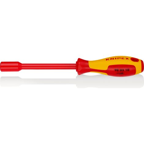 KNIPEX 98 03 10 Llave de vaso con mango destornillador aislados con fundas multicomponentes, según norma VDE Barnizados 237 mm