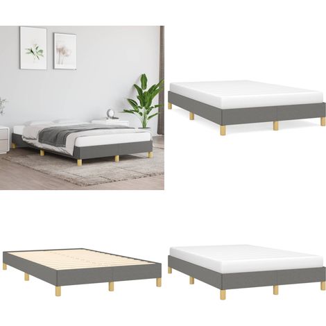 Cadre de lit sans matelas gris foncé 120x190 cm tissu - Cadre De Lit - Lit Double - Literie - Meuble Chambre - Sommier - Home & Living (1/4)