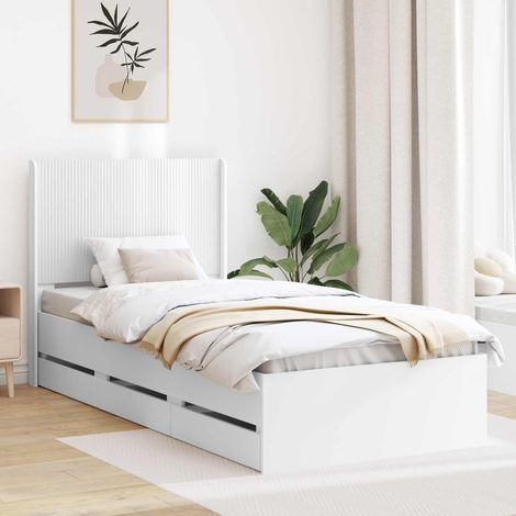 vidaXL Bettgestell mit Stauraum und Kopfteil Weiß 100 x 200 cm (1/5)