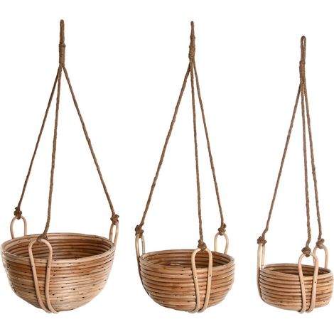 Macetero Set 3 Mimbre Cuerda 31X31X23 Colgante (1/5)
