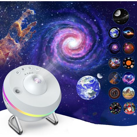 Projecteur Ciel Etoile,13 en 1 Planetarium Projecteur,4K HD Projecteurs Galaxie avec Bande Lumineuse, Effet Météore Dynamique,Minuterie pour Enfant Adulte Et Décoration Chambre (Blanc) (1/5)