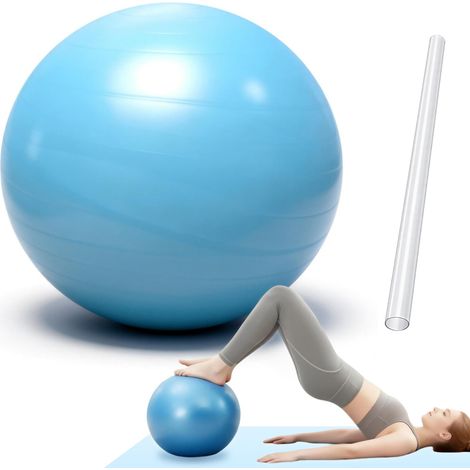 Ballon Pilates,25cm,Bleu,Antidérapant Anti-Éclatement,PVC sans BPA,Charge Maximale 100kg,Usage Fitness Pilates Yoga,Ballon Gym Équilibre Renforcement Abdominal Épaules,Portable (1/5)
