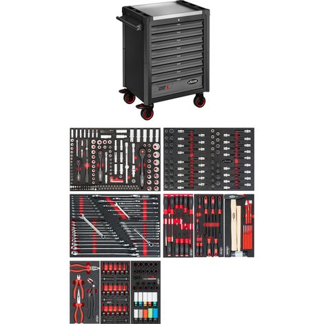 VIGOR Werkstattwagen Series L, mit Sortiment, V1901-X/376, 376-tlg., Anzahl Werkzeuge: 376 (1/4)