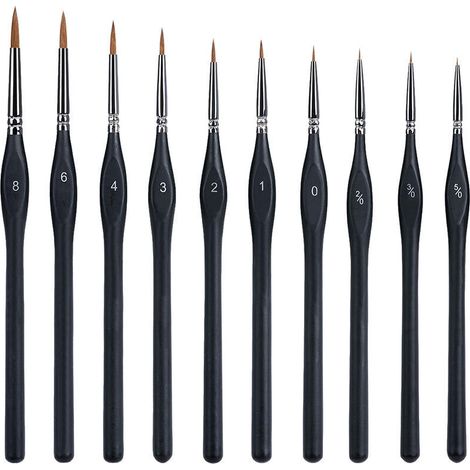 1 lot de 10 pinceaux de peinture, pinceau fin, mini pinceaux, pinceaux fins, petits pinceaux, micro pinceau, pinceau à pointe fine. (1/3)