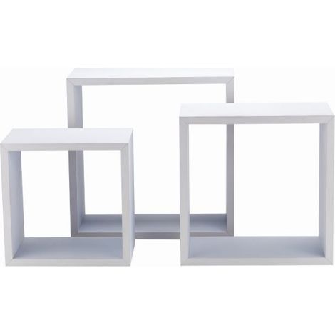 Mensole da Parete Quadrate Componibili Color Bianco Set da 6 Mensole per la Casa in Legno