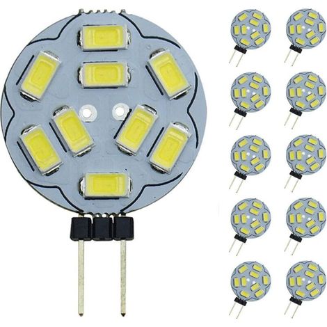Ampoules LED Pocketmant Dimmable G4, 20W, remplacement pour lampe halogène, ampoules CC 12V 200LM G4, paquet de 10, blanc froid [Classe énergétique A +] [Classe énergétique A+]
