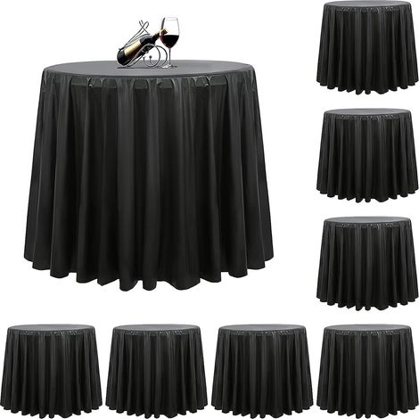 Tablecloth Round - 213 Cm Diameter - Water Resistant - For Outdoor Events BBQ Weddings - Black - 1 Piece (1/5)