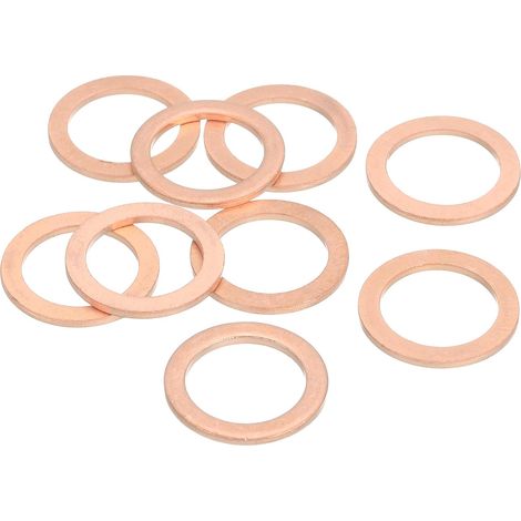9Pcs Rondelle Métal Plate, Kit Rondelles Cuivre M16 Joint, 16mm ID, 22mm OD, 1.5mm Épaisseur D'Étanchéité Écrasable Assortiment Pour Boulons Vis Réparation (1/5)