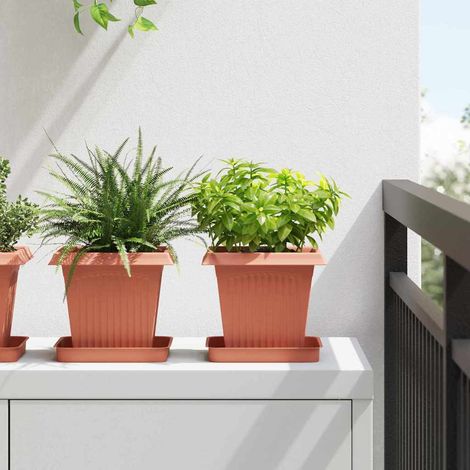 Quadratischer Blumentopf 24 pcs Ziegelrot 16 x 16 x 14 cm