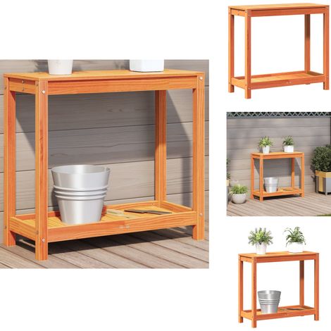 Table de rempotage avec étagère cire marron bois massif de pin - Table De Rempotage - Meuble De Jardin - Support Plante - Étagère Extérieure - Banc De Jardin (1/5)
