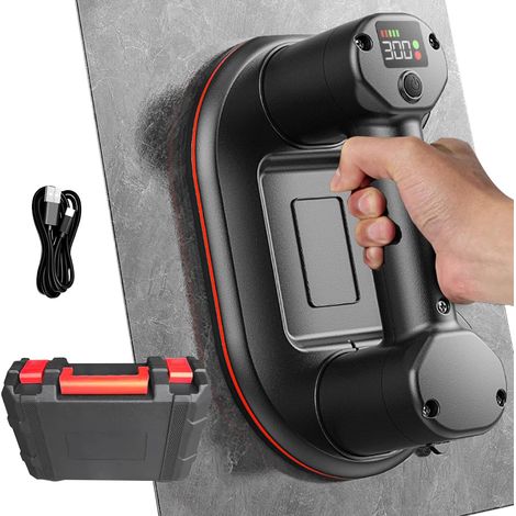 Ventouse à Batterie pour Carreaux, Ventouse électrique Longueur 24 cm, Ventouse à Vide Portable Numérique pour Professionnels, 2 Moteurs, Force d’Aspiration de 300 kg, Écran LCD (1/5)