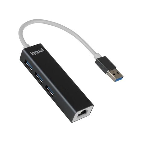 Hub USB iggual IGG319260 Negro Gris