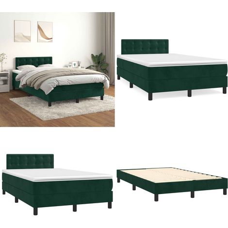 Giroletto a Molle con Materasso Verde Scuro 120x200 cm Velluto - Materasso a molle insacchettato - Letto con testiera regolabile