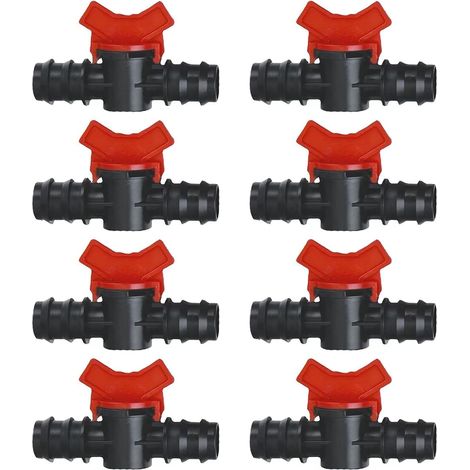 8PCS Vanne à boisseau sphérique barbelée 20mm, Contrôle débit irrigation, Matériau POM résistant (1/5)