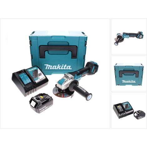 Makita DGA 519 RG1J Akku Winkelschleifer 18 V 125 mm Brushless X-Lock + 1x Akku 6,0 Ah + Ladegerät + Makpac (1/5)