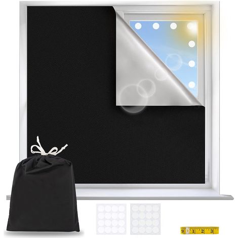 Store Occultant sans Percage, 100% Blackout Rideau Occultant sans Percage pour Chambre, Stores occultants pour bébé, 100 x 148cm à découper à n'importe Quelle Taille (1/5)
