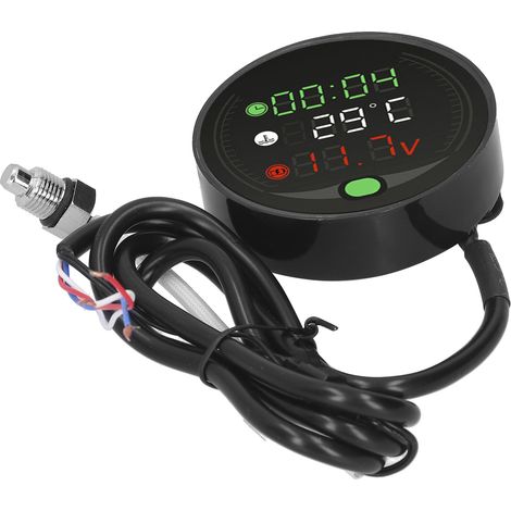 Universeller 9-24V LED-Motorrad-Wassertemperaturmesser, Voltmeter, Uhr, USB-aufladbar, Digitalanzeige (1/5)