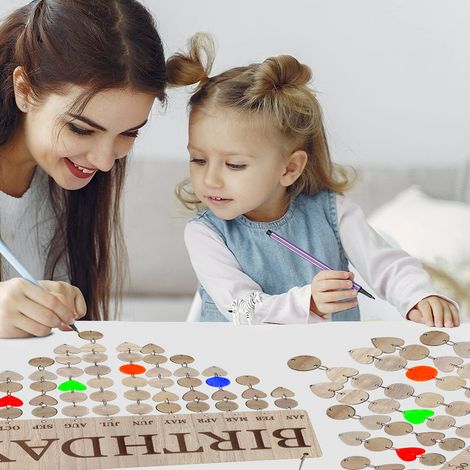 Calendrier d'anniversaires familial avec étiquettes, tableau mural en bois à faire soi-même, plaque calendrier de rappel d'anniversaires, cadeau pour maman (1/4)
