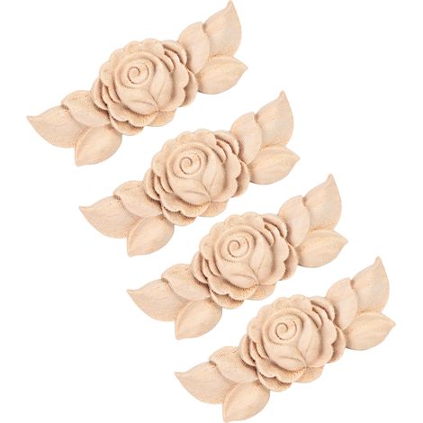 pièces d'appliques d'angle sculptées en forme de fleur pour porte d'armoire de style vintage (D) (1/5)