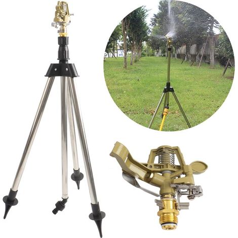 Arroseur d'eau d'extérieur pour Jardin, pelouse avec tête d'arrosage en Alliage de Zinc, trépied Rotatif à 360 degrés, arroseur de Jardin réglable (1/5)