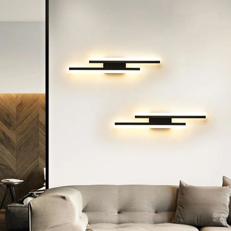 Applique murale LED 16W 1800LM – Noir en fer et acrylique – Éclairage blanc chaud 3000K – Surface d'éclairage 10-15m² (1/4)