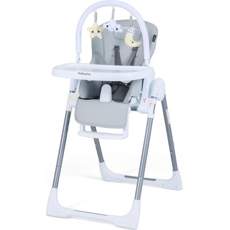 Pliage facile, chaise haute bébé pliante avec hauteur réglable, dossier inclinable et roues discrètes (1/2)