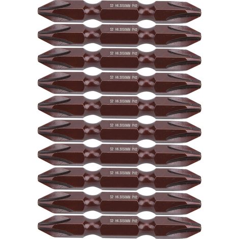 Lot de 10 embouts de tournevis cruciformes à double extrémité, outil manuel magnétique haute performance S2 H6,3 x 50 mm (1/5)