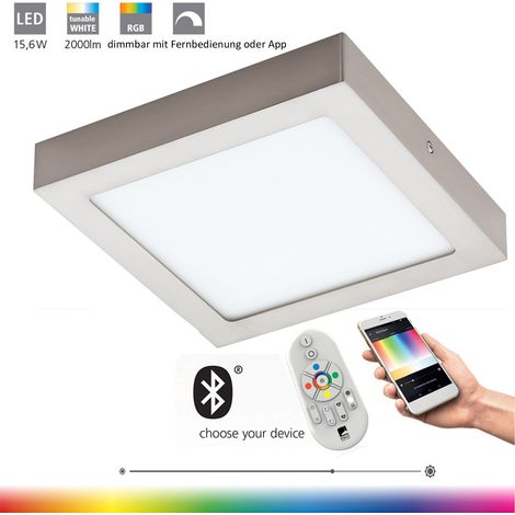 Plafonnier panneau LED EGLO 33319 Crosslink FUEVA-C nickel mat L : 22,5 cm l : 22,5 cm H : 4 cm dimmable 2700-6500 K avec fonction Connect (1/5)