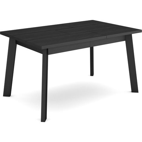 Skraut Home - Mesa Comedor, Mesa Fija Cocina y Salón, 140, Para 6 comensales, Patas de madera, Estilo Moderno, Negro (1/5)