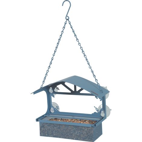 Mangeoire à graines pour fenêtre avec toit, bleu, pour oiseaux - zolux (1/4)