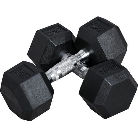 Hexagon Kurzhanteln 2Er Set Gusseisen Hanteln Griff Gerändelt Hantel Set Kurzhantelset Gewichte Metall Gummi Schwarz 2 X 8 Kg