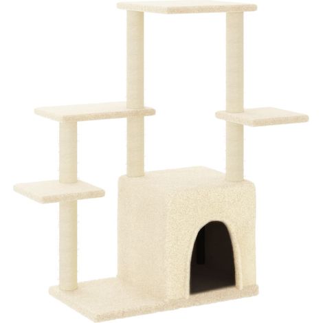 Tiragraffi per gatti Mobili per arrampicata su torre Tiragraffi piattaforma da arrampicata con tiragraffi in sisal 97,5 cm crema 020022541