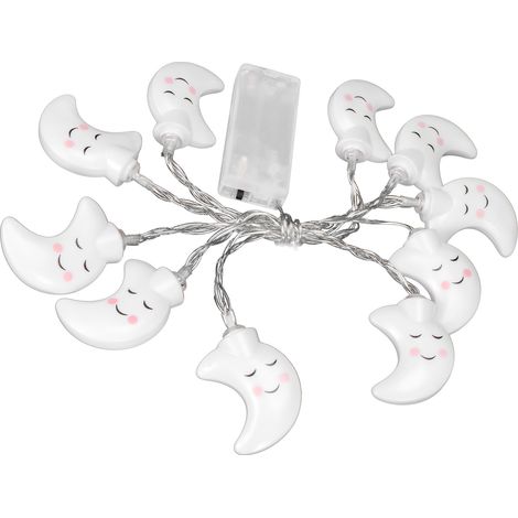 2 Stück 1,5 m lange, wasserdichte Lichterkette mit 10 LEDs in Mondform – Dekorative Lampe für Weihnachten und Halloween-Partys (1/5)