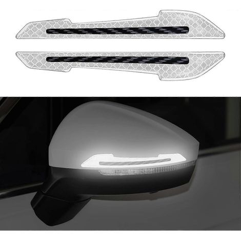 Autocollants réfléchissants universels pour voiture, autocollants super réfléchissants pour rétroviseurs, bandes anti-collision, autocollants réfléchissants d'avertissement (2 pièces blanches). (1/5)