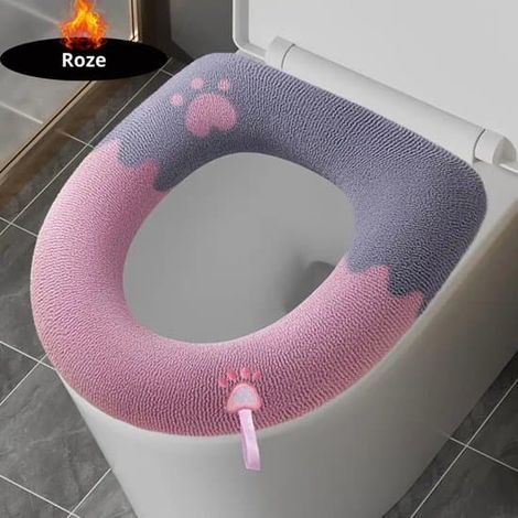 Housse de siège de toilette épaisse - Abattant de toilette - Couvercle de toilette - Housse de siège de toilette imperméable - Rose