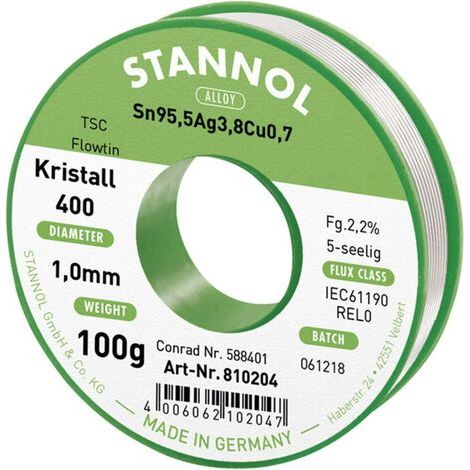100 g de soudure sans plomb Flowtin TSC 1mm Stannol S66179 (1/3)