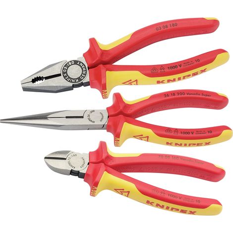 Draper Knipex VDE Insulated Pliers Set (3-Piece) – Model 00 20 12, Professional Electrical Tool Kit (1/5)