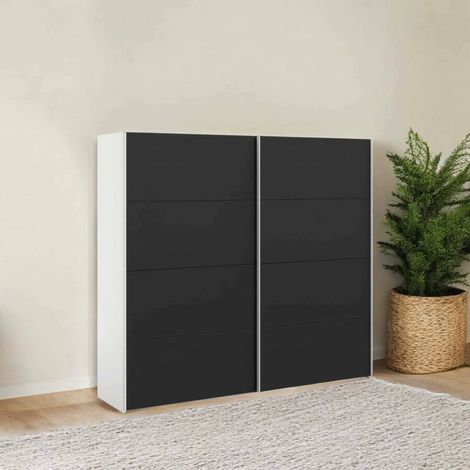 Dmora - Armario 2 puertas Damienne, Muebles de dormitorio, Vestidor, Armario de ropa, 243x61 h220 cm, Blanco y Negro (1/5)