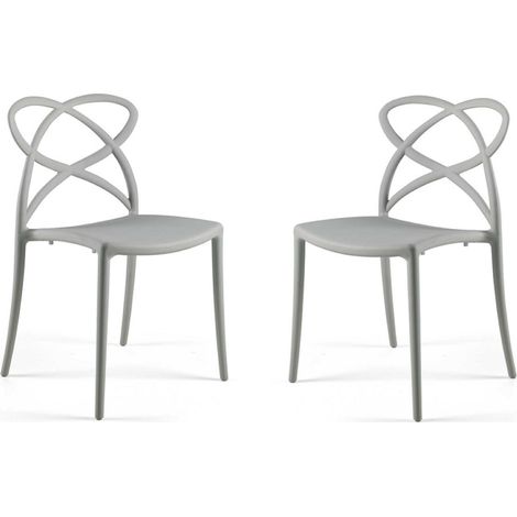 Sedia da cucina Grigio in polipropilene impilabile ELENA set da 2