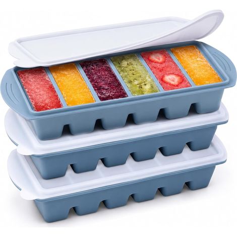 Moules en Silicone pour Congeler La Soupe avec Couvercles 6 Compartiments, Empilables, Pour Soupes, Sauces, Bouillons Et Restes, Faciles À Nettoyer (1/5)