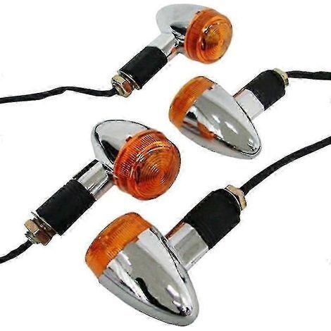 Clignotants chromés avant et arrière pour moto Bobber Chopper (4 pièces)